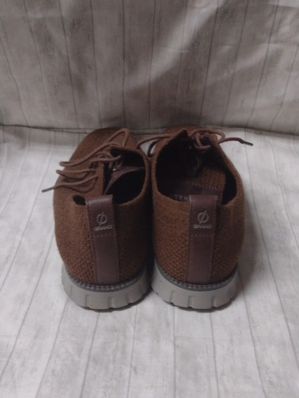 Cole Haan ZERØGRAND Brown Knit Lace-Up Shoes (J1114)